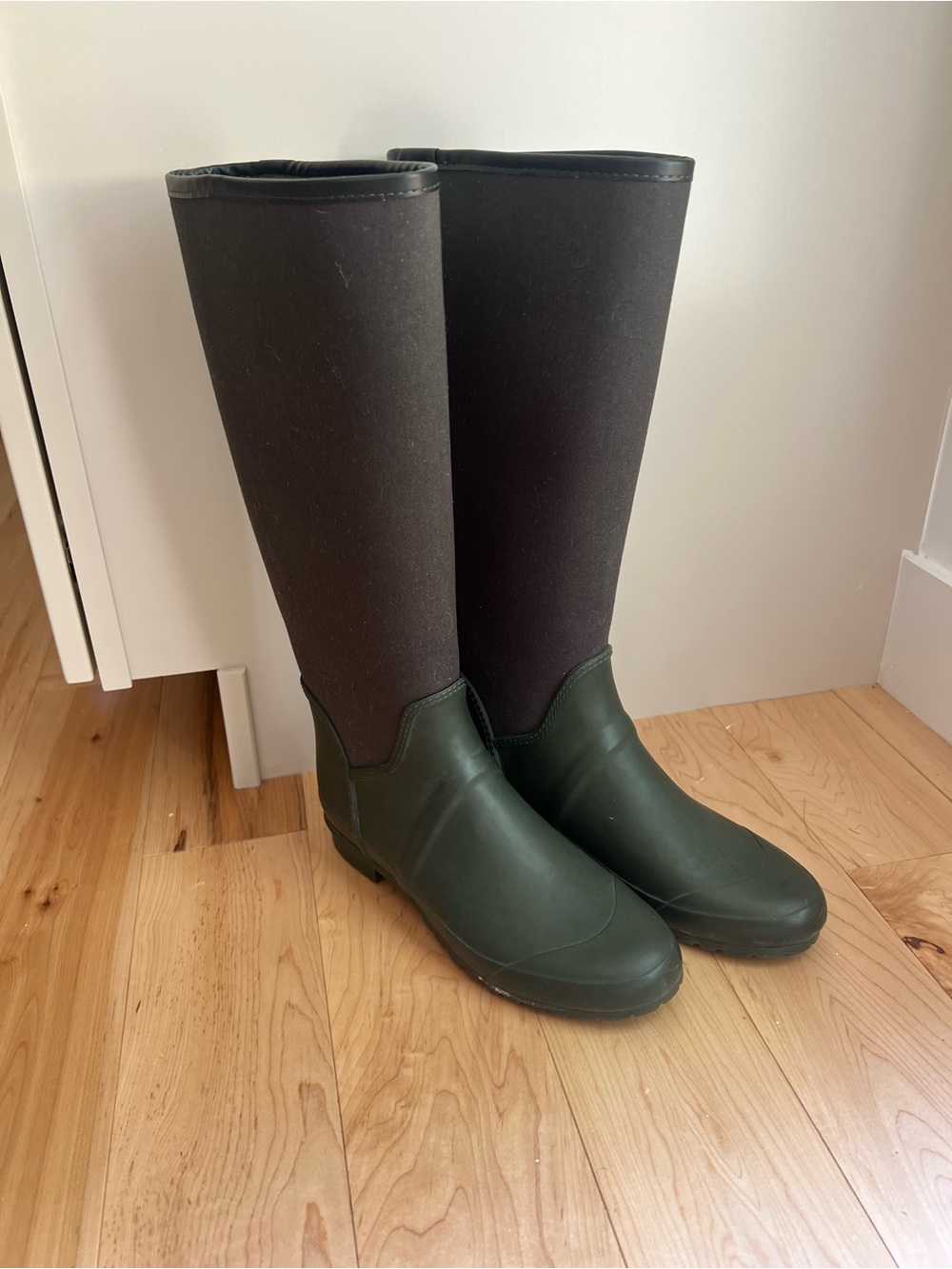 ZARA Waterproof Rain Boots in Dark Green and Black